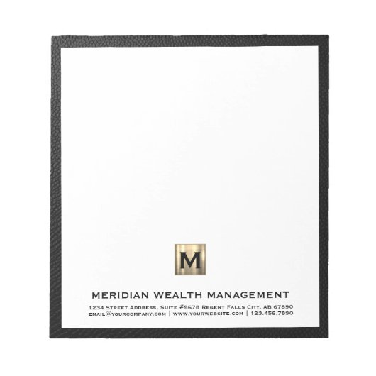 Elegant Monogram Financiële Planner Notitieblok (Voorkant)