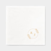 Elegant monogram floraal lijst Bruiloften en evene Folie Servetten (Voorkant)