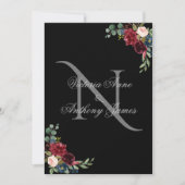 Elegant Monogram Floral Black Wedding Uitnodiging (Voorkant)