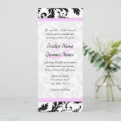 Elegant Monogram Floral Damask Wedding Uitnodiging (Staand voorkant)