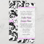 Elegant Monogram Floral Damask Wedding Uitnodiging (Voorkant / Achterkant)