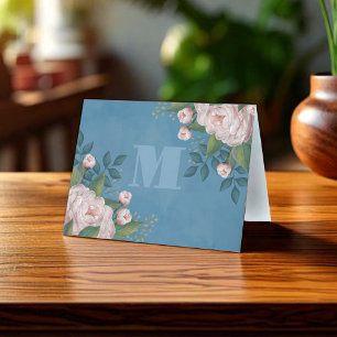 Elegant Monogram Floral gepersonaliseerd Notitiekaartje
