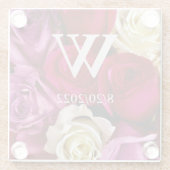 Elegant Monogram Floral Glass Onderzetter (Achterkant)