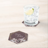 Elegant Monogram Floral Mauve Wedding Kartonnen Onderzetters (Insitu)