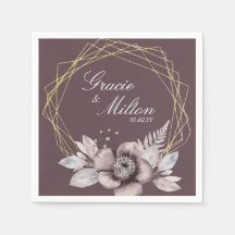 Elegant Monogram Floral Mauve Wedding