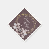 Elegant Monogram Floral Mauve Wedding Servet (Hoek)