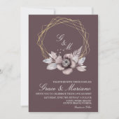 Elegant Monogram Floral Mauve Wedding Uitnodiging (Voorkant)