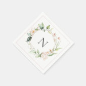 Elegant Monogram Floral Pink Blush Wedding Servet (Hoek)