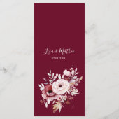 Elegant Monogram Floral Wedding Double-Sided  Menu (Achterkant)