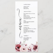 Elegant Monogram Floral Wedding Double-Sided  Menu (Voorkant)