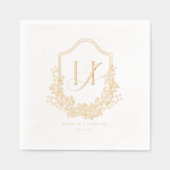 Elegant  monogram | Floral Wedding Gold Folie Servetten (Voorkant)