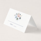 Elegant Monogram Floral Wreath Wedding Place Card Kaart (Voorkant)