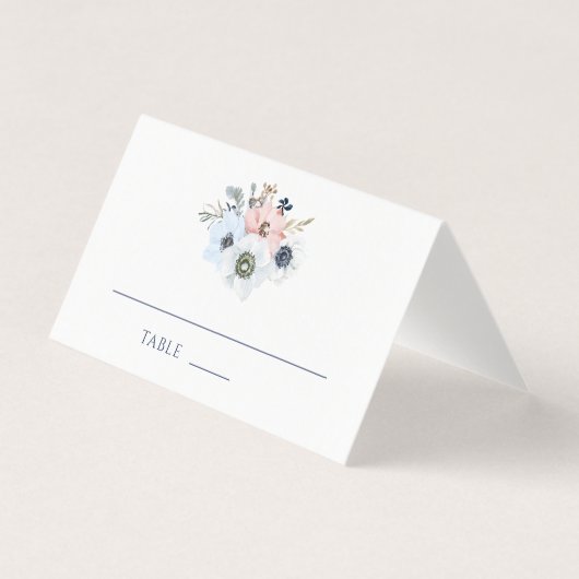 Elegant Monogram Floral Wreath Wedding Place Card Kaart (Voorkant)