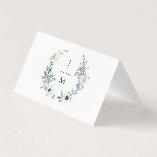 Elegant Monogram Floral Wreath Wedding Place Card Kaart (Achterkant)