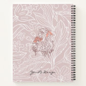 Elegant monogram florale achtergrond roze notitieboek (Achterkant)