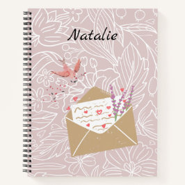 Elegant monogram florale achtergrond roze notitieboek