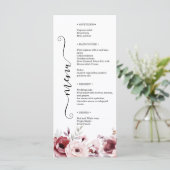 Elegant Monogram Florale Trouw Dubbelzijdig Menu (Staand voorkant)
