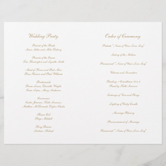 Elegant Monogram Foral Gold Wedding Programme (Achterkant)