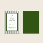 Elegant Monogram Forest Green Striped Wedding Kaart