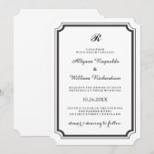 Elegant Monogram Formal Black and White Wedding Kaart (Voorkant / Achterkant)