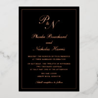 Elegant Monogram Formal Black Wedding Roos Gold