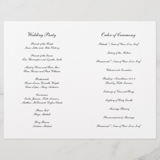 Elegant Monogram Formal Folded Wedding Program (Achterkant)