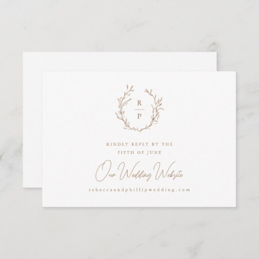 Elegant Monogram Formal Wedding Website RSVP Kaartje (Voorkant / Achterkant)