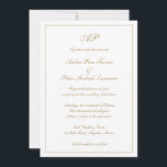 Elegant monogram formeel goud in één bruiloft kaart<br><div class="desc">Traditionele stijl All-in-One Wedding Invitation met een eenvoudig en klassiek ontwerp met je monogram bovenaan, samen met je trouwgegevens omringd door een rand. Uw details bevinden zich in een elegant faux goudscript en kunnen worden gewijzigd in elke kleur die u wenst door op de knop "aanpassen" te klikken. De rug...</div>