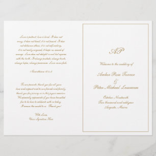 Elegant Monogram Formeel Gouden Huwelijksprogramma