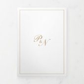 Elegant Monogram Formele Foto Faux Gold Wedding Drieluik Uitnodiging (Cover)