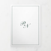 Elegant Monogram Formele Foto Forest Green Wedding Drieluik Uitnodiging (Cover)