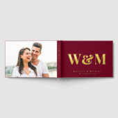 Elegant monogram foto Bourgogne bruiloft Gastenboek (Volledig)