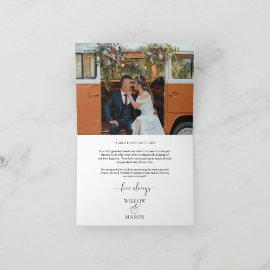 Elegant Monogram Foto Bruiloft Bedankkaart (Binnen)