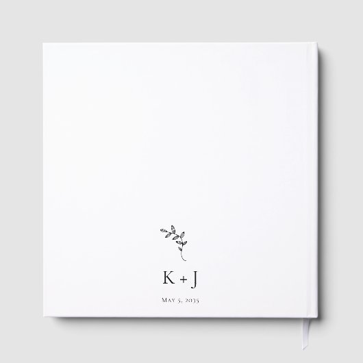 Elegant monogram foto bruiloft minimaal elegant gastenboek (Achterkant)