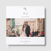 Elegant monogram foto bruiloft minimaal elegant gastenboek (Voorkant)