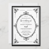 Elegant Monogram Foto Bruiloft Zwart en Wit Save The Date (Voorkant)