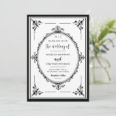 Elegant Monogram Foto Bruiloft Zwart en Wit Save The Date (Staand voorkant)