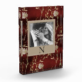 Elegant Monogram Foto Burgundy Floral (Links)