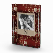 Elegant Monogram Foto Burgundy Floral (Rechts)