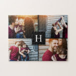 Elegant Monogram Foto Collage Legpuzzel<br><div class="desc">Pas het aan met uw trouwdatum,  familienaam of een tekst van uw keuze voor een mooi en uniek cadeau en een unieke wens.</div>