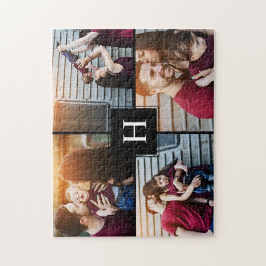 Elegant Monogram Foto Collage Legpuzzel (Verticaal)