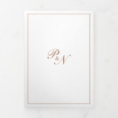 Elegant Monogram Foto Formele Terracotta Wedding Drieluik Uitnodiging (Cover)