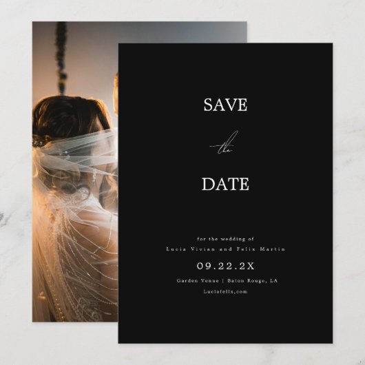 Elegant Monogram Foto minimalist bewaart datum Kaart (Voorkant / Achterkant)