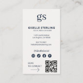 Elegant monogram foto sociale media QR-code Visitekaartje (Achterkant)
