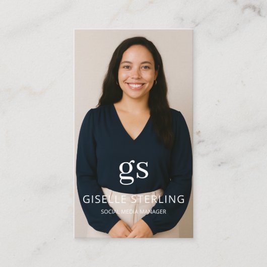 Elegant monogram foto sociale media QR-code Visitekaartje (Voorkant)