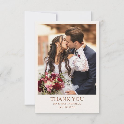 Elegant Monogram Foto Verbrande Sinaasappel Bruilo Bedankkaart (Voorkant)