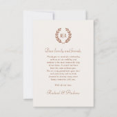 Elegant Monogram Foto Verbrande Sinaasappel Bruilo Bedankkaart (Achterkant)