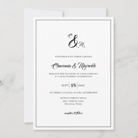 Elegant Monogram Foto Weddenschap Kaart (Voorkant)