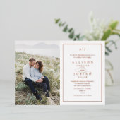 Elegant Monogram Foto Weddenschap Roos Gold Folie Uitnodiging (Staand Voorkant)