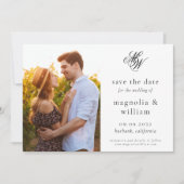 Elegant Monogram Foto Weddenschap Save the Date (Voorkant)